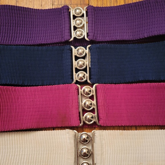 6 Square Dancing Cinch Belts Navy Pink Red Teal White Purple Elastic Vintage
